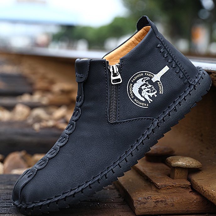 Promo COD 100% KULIT ASLI Sepatu Boots Pria Keren Original Hitam Coklat Boots Resleting Tanpa Tali Formal Kerja Import Handmade 043.
