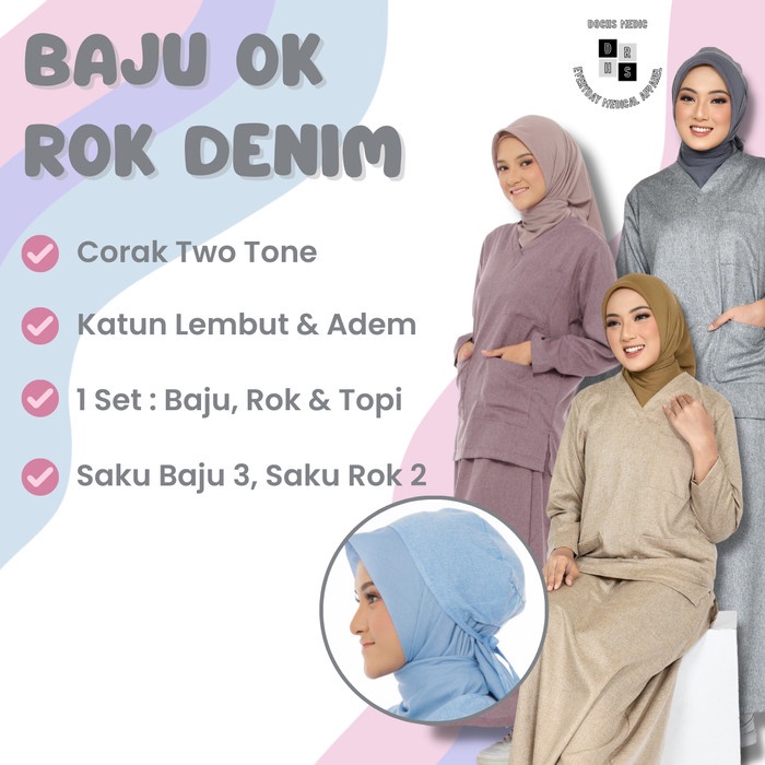 Terlaris Baju Jaga Rok Denim / Baju Ok Rok / Seragam Jaga Rok / Seragam Ok Rok
