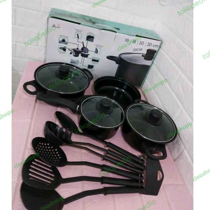 >*>*>*>*] panci set warna 13in1 panci teflon penggorengan anti lengket