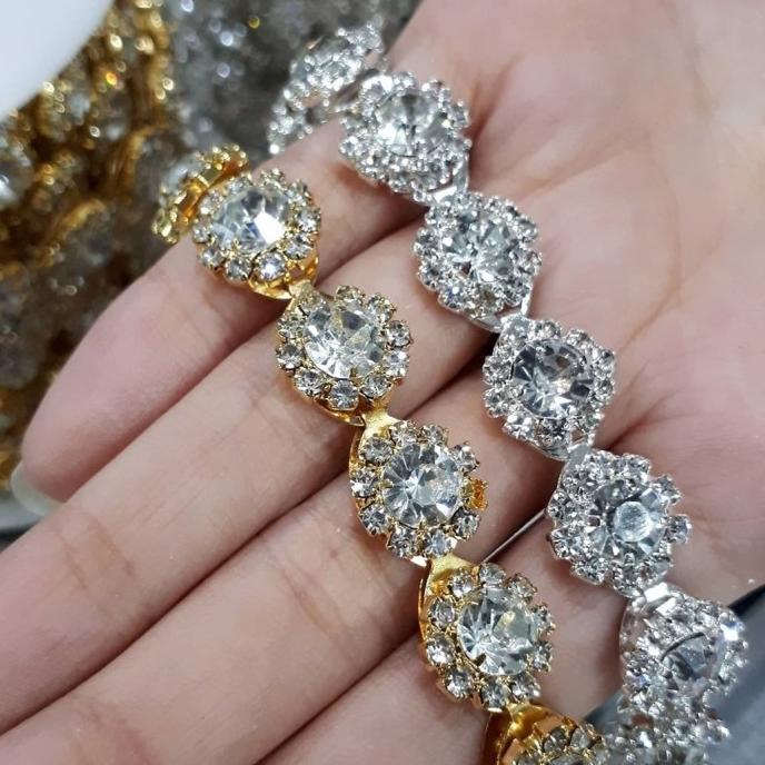 Discount Crystal Chain Silver Bunga Rantai Aksesoris Belt