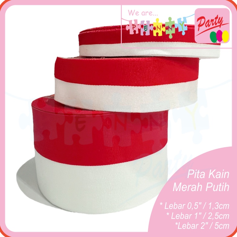 

Pita Merah Putih 1,3cm 2,5cm 5cm /rol Panjang 20 yard / +-18meter ✤Terbaru