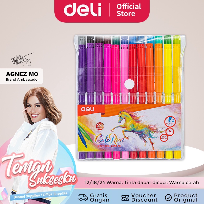 

Deli Spidol Warna - Felt Pen dapat dicuci 1.0mm 12/18/24 Warna EC10023 vkdzg