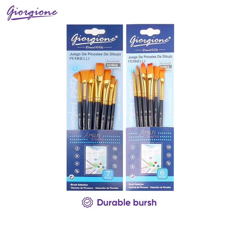 

11.11 HARGA GROSIR Giorgione Paint Brush Set Kuas Lukis 3/4/5/6/7 Pcs Nylon Taklon