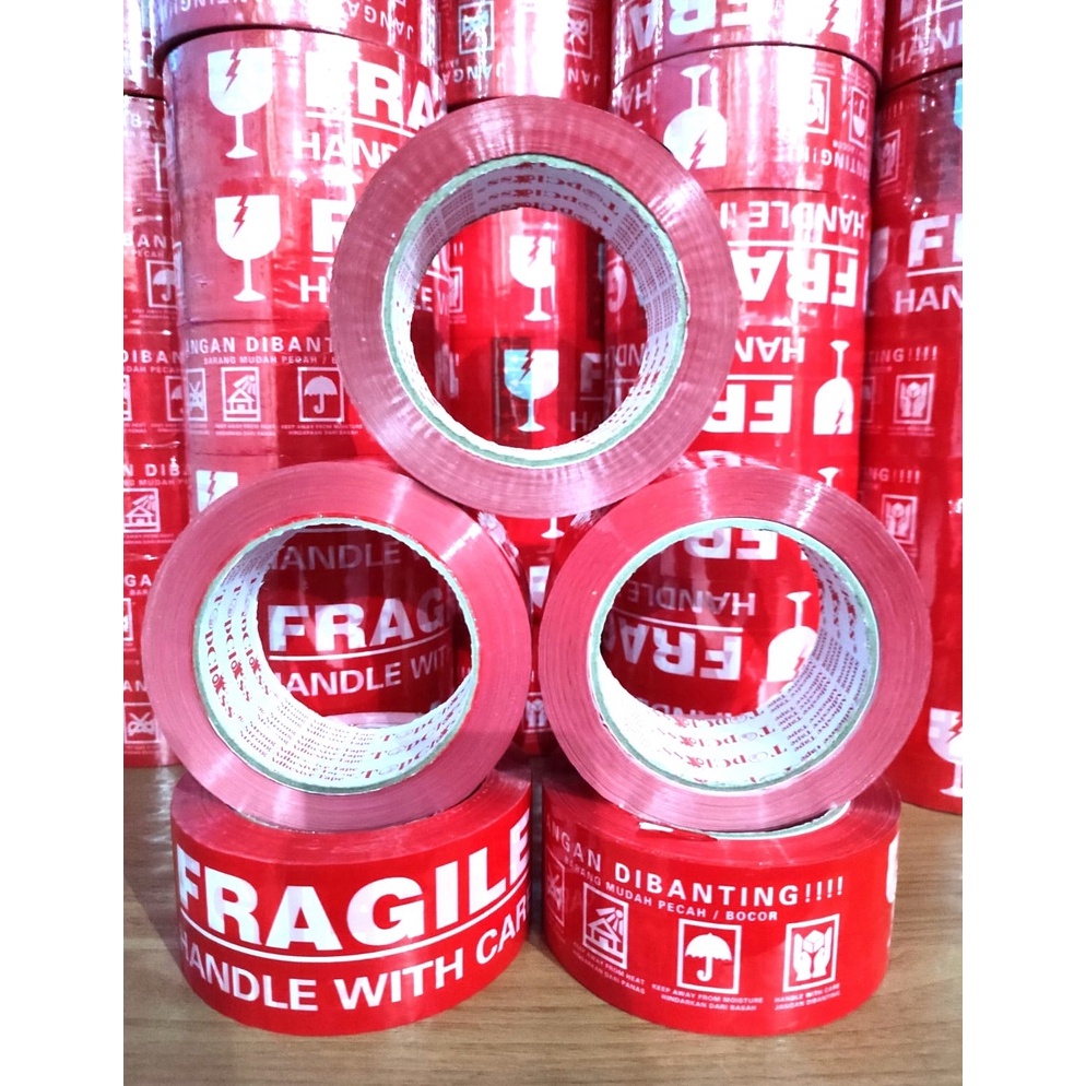 

{Original} LAKBAN FRAGILE MERAH 100 METER FULL x 48 MM BEST SELLER TERLARIS SUPER TEBAL