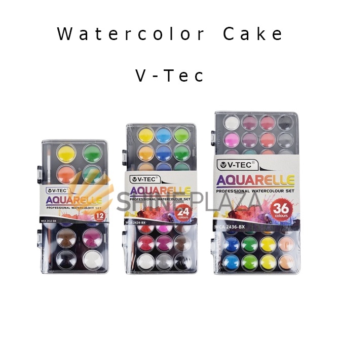 

9.9 BRANDS FESTIVAL V-Tec Aquarelle Watercolor Cake 12 24 36 Color - Cat Air VTec Warna
