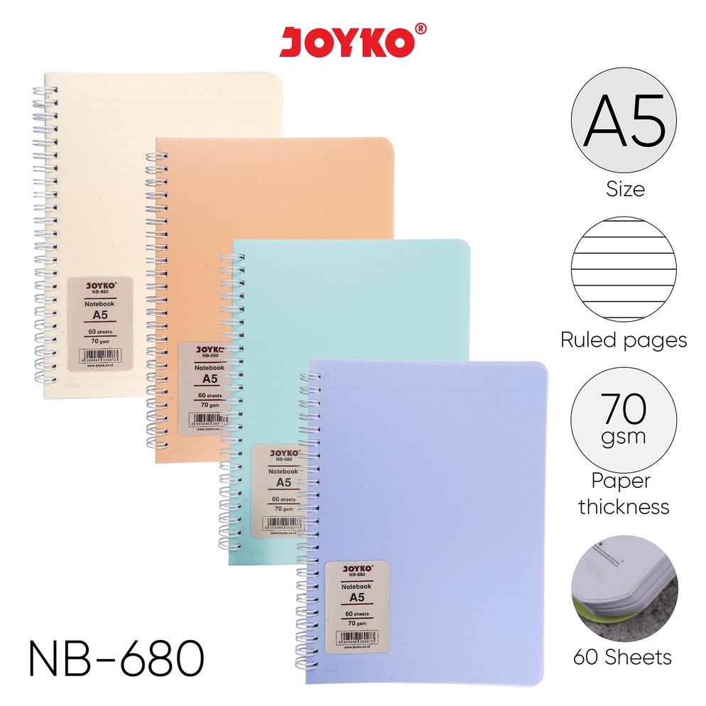 

4.4 Brand Ruled Notebook Diary Agenda Buku Catatan Bergaris Joyko NB-680 60 Lembar