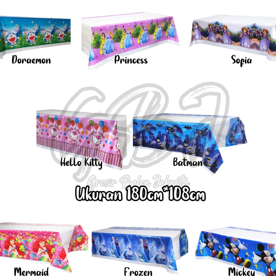 ➷➷✻✫ Table Cover / Taplak Meja Plastik Ulang Tahun / Penutup Meja Pesta Karakter (Batman, Princess, 