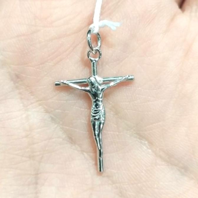 Liontin Salib Yesus Katolik Emas Putih 750