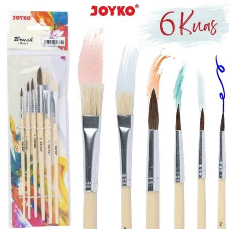 

Ready Stok Kuas Lukis 1 Set 6 pcs Cat Akrilik Cat Air Joyko BR1