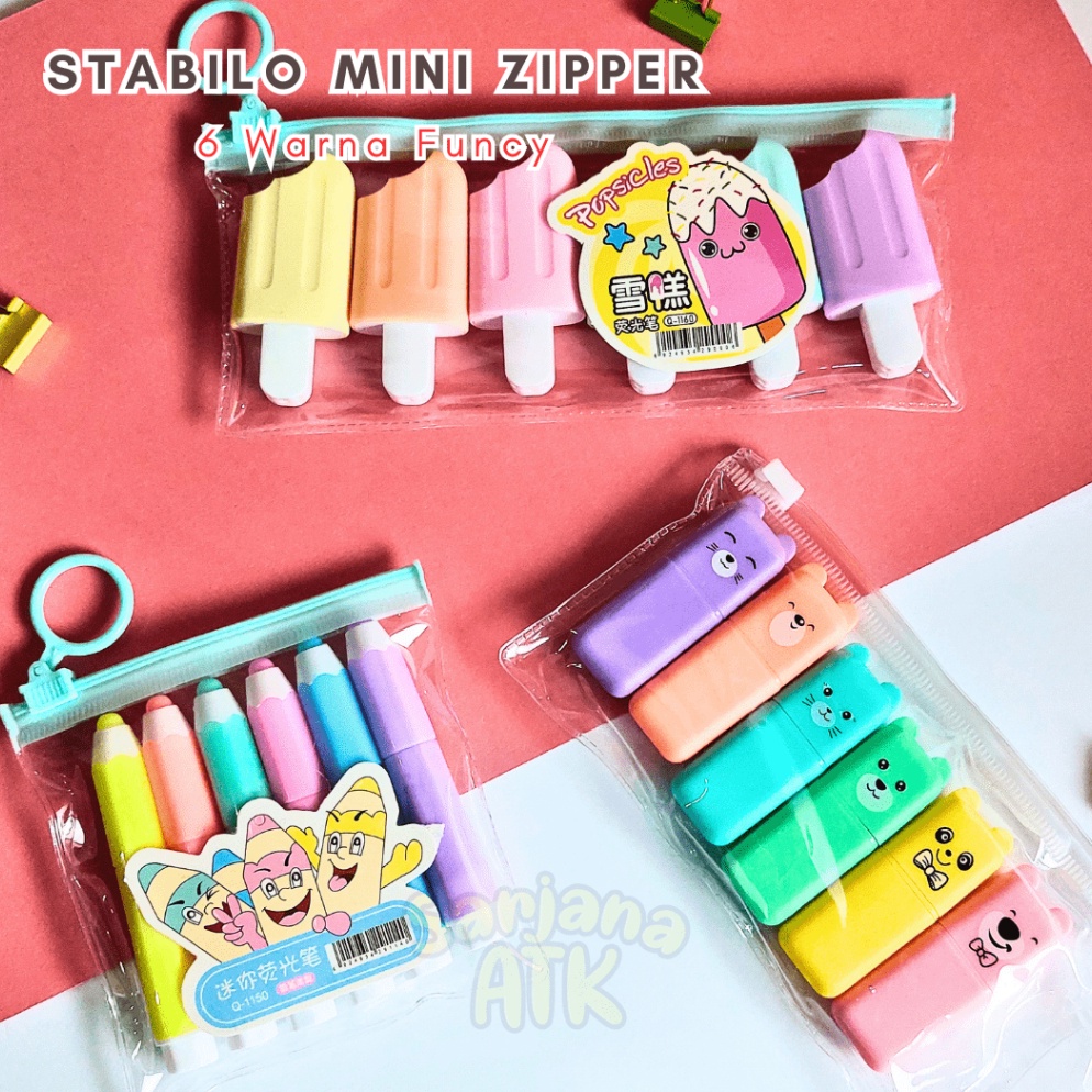 

BARU Stabilo Mini Zipper 6 Warna / Highlighter Mini Set 6 Warna Zipper