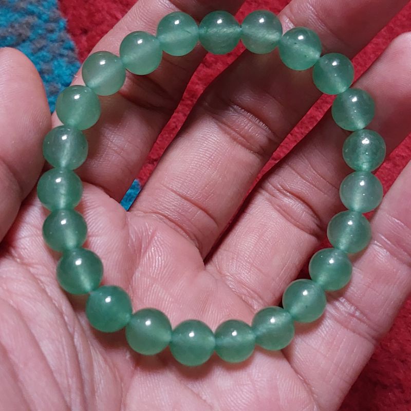 gelang batu green aventurin diameter beads 8 mm