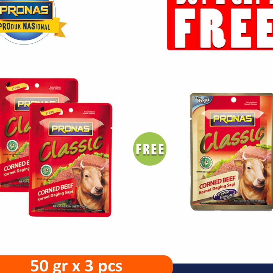 

Original PRONAS Kornet Sapi Sachet 50g (2pc) Free Kornet Sachet Keju 50 g (1pc) serbuuu !