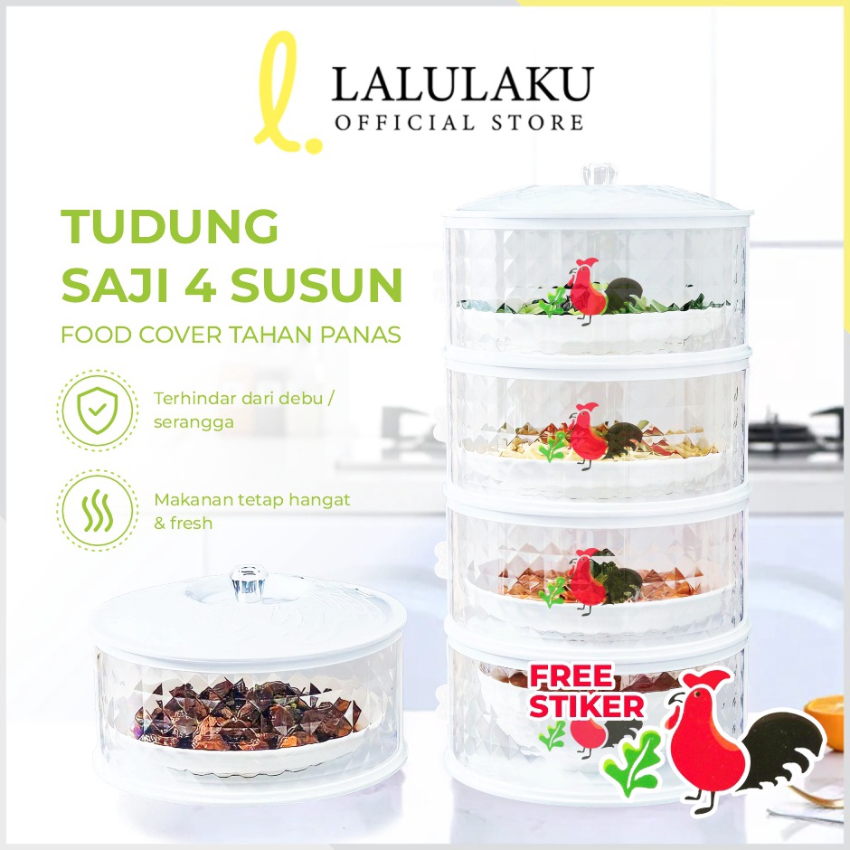 Tudung Saji 4 Susun / Rak Susun Penyimpanan Makanan 4 Susun Rak Makan Tingkat Food Cover Diamond [AR