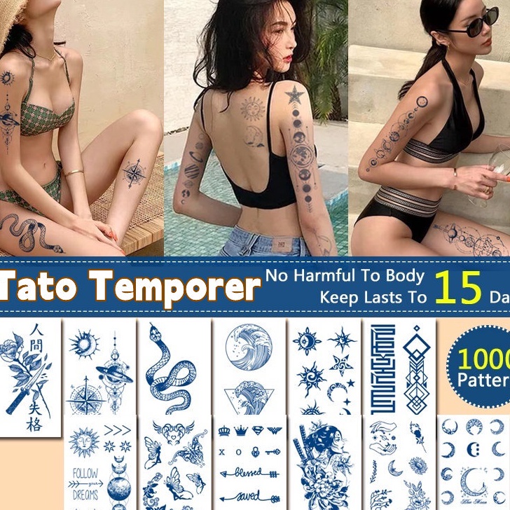 [220] 【COD】 Tato Temporer Tahan lama 15 Hari Tato Temporer Anti Air Waterproof  Tato Stiker Tato 11*