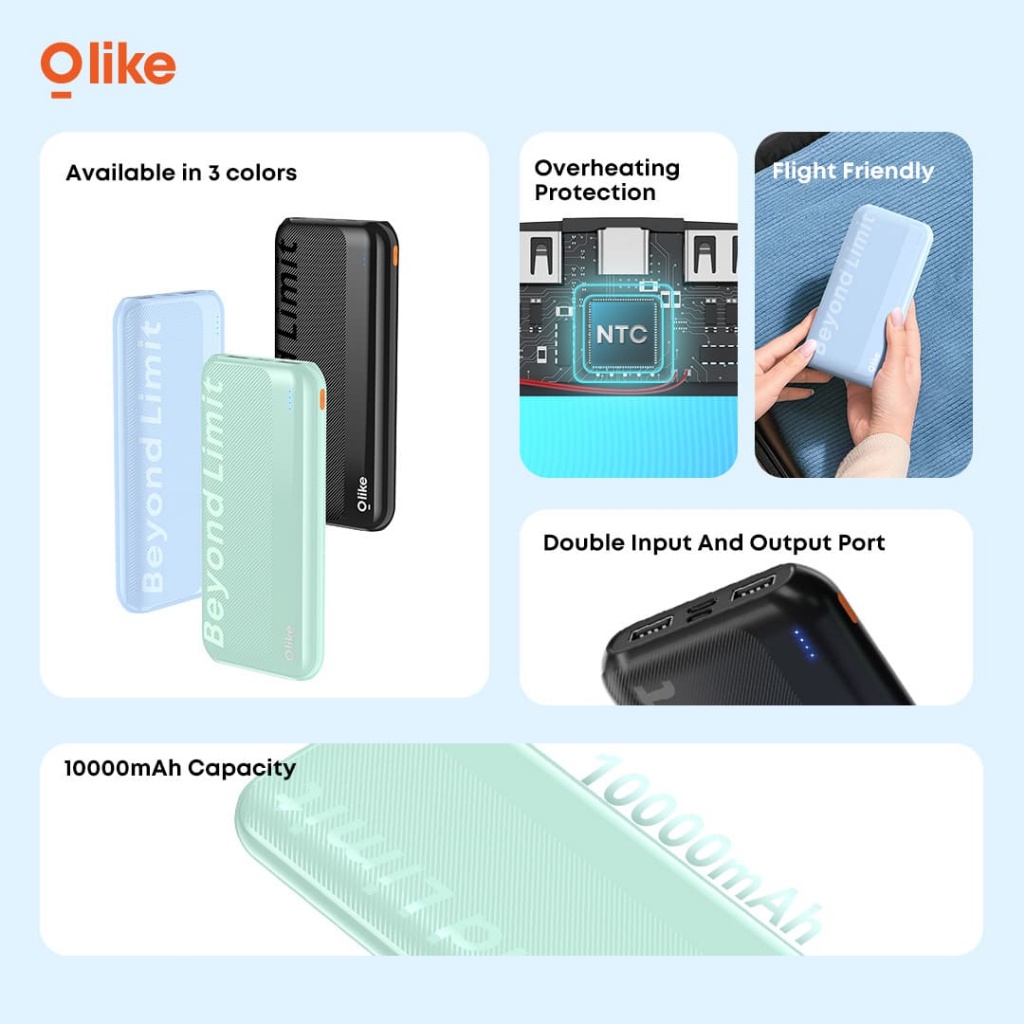 Olike P1 New 10000mAh Dual Input Output Power Bank Powerbank