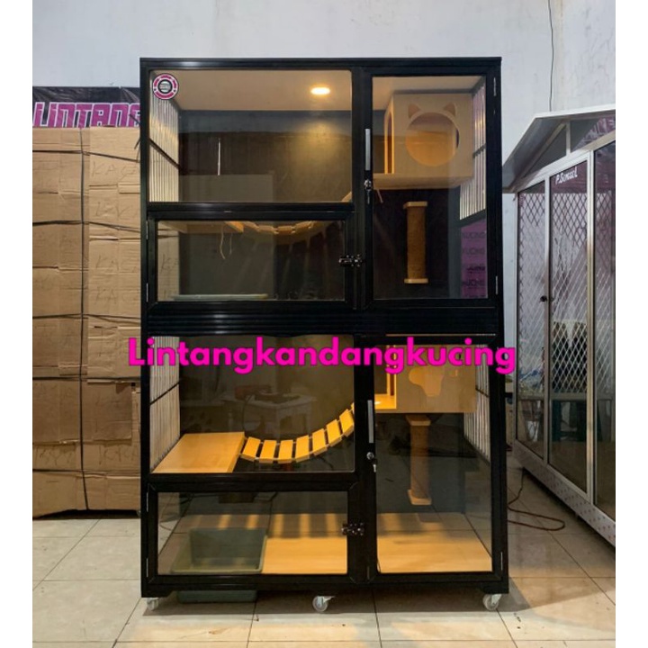 Kandang kucing aluminium minimalis kandang kucing 2 tingkat cat house rumah kucing