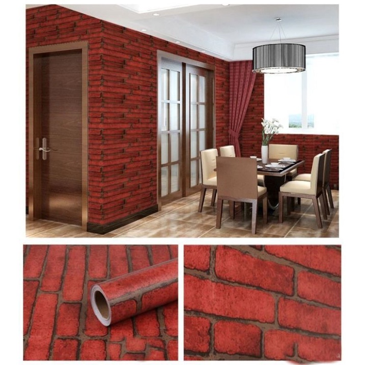 Wallpaper Sticker Dinding Batu Bata Merah