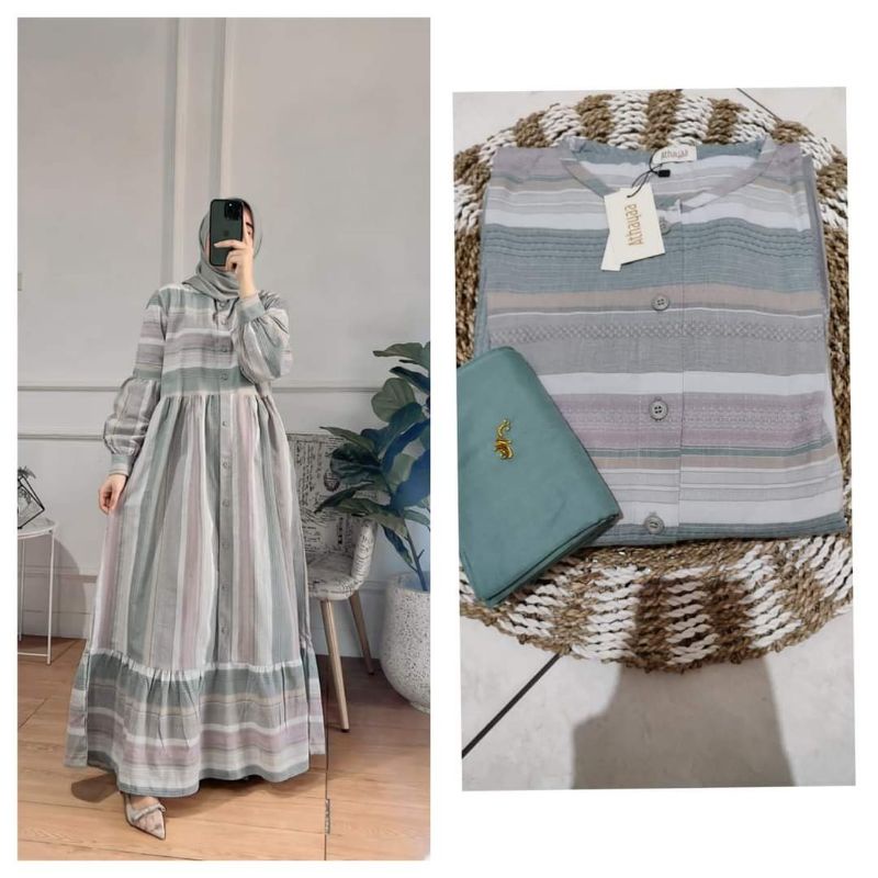 Dress athaya / atasan athaya / one set athaya/Berbahan katun triset