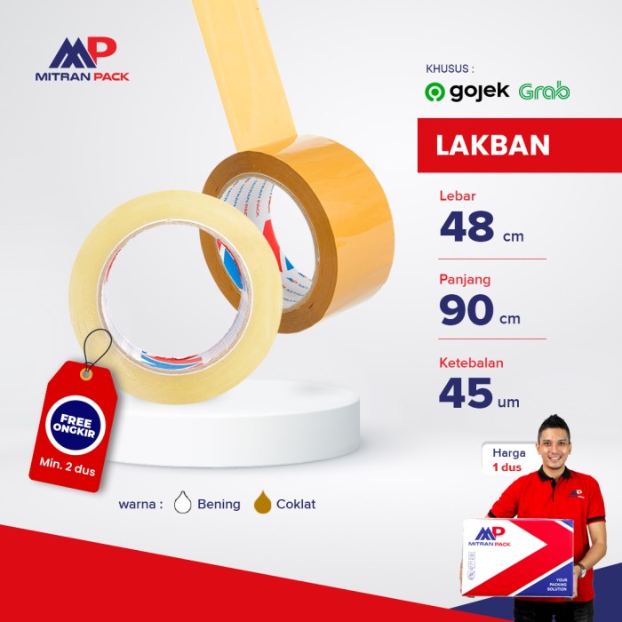 

(GJ) Lakban Bening / Coklat 90meter / 100 yard FULL x 48mm Mitran Pack