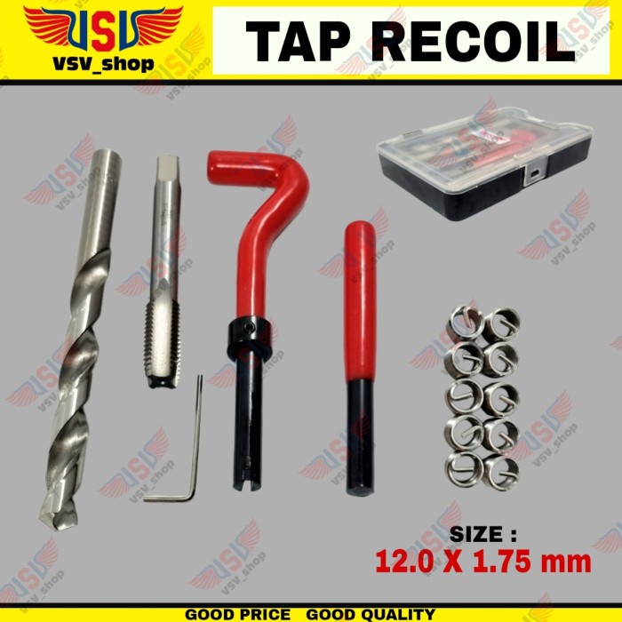 ✅Ori Thread Repair Kit Set M12X1.75 Tap Recoil Helicoil Hand Tap Drat Rusak Terbaru
