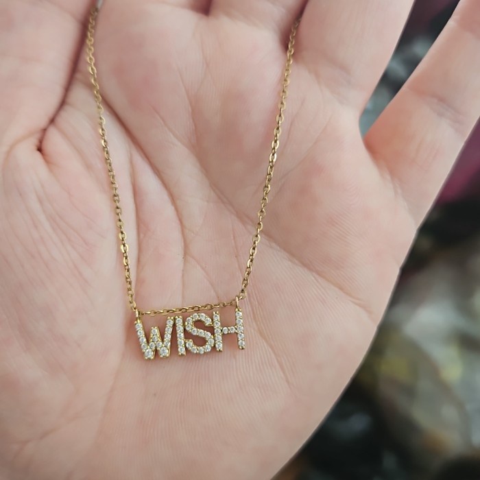 ✨Sale Kalung Linea Ubs Hope Faith Dream Wish Emas Asli 375 Liontin Tulisan Bisa Gojek
