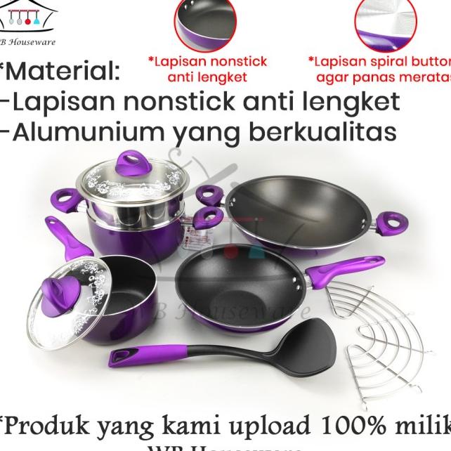 Panci Set / Panci Set Supra / Panci Set Supra 9 Pcs - Ungu
