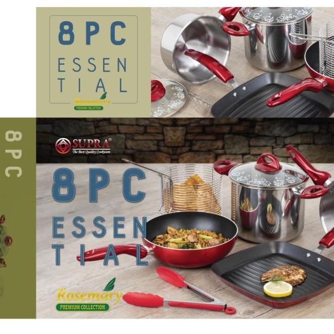 Supra Rosemary 8 Pcs Cookware Essential. Panci Set Supra 8Pcs Teflon