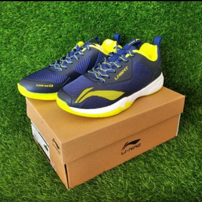 [Best Seller] Sepatu Badminton Lining Cloud Ace G8 Navy /Lemon Bisa Gojek
