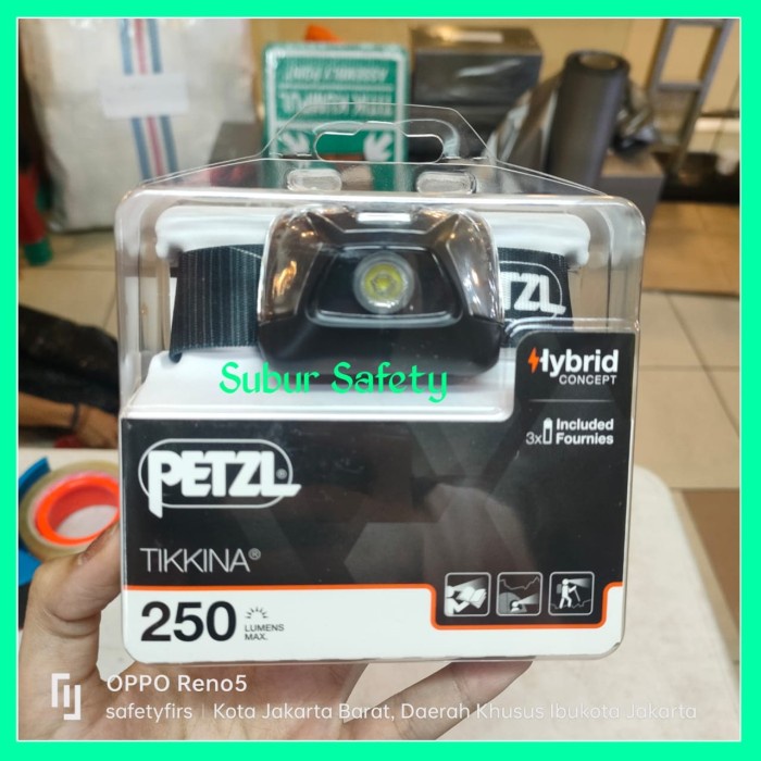 ✨New Ori Petzl Tikkina Headlamp 250 Lumens Black / Petzl Tikkina E091Da00 Terbatas