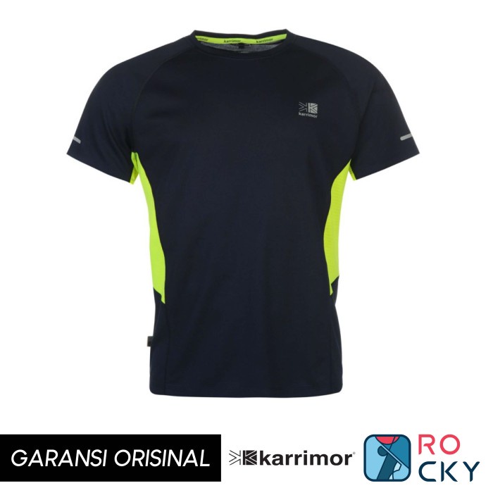 [New] T-Shirt Running Karrimor Quick Dry Tee Color Navy Fluo Yellow Size S Bisa Gojek
