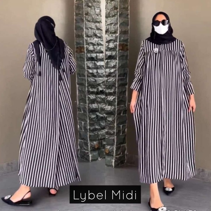 (94M☪&❃ READY SIAP KIRIM LYBEL MIDI DRESS(ADA JUMBO) LABEL JASMINE (BLACK) MIDIDRESS CASUAL TERKINI 