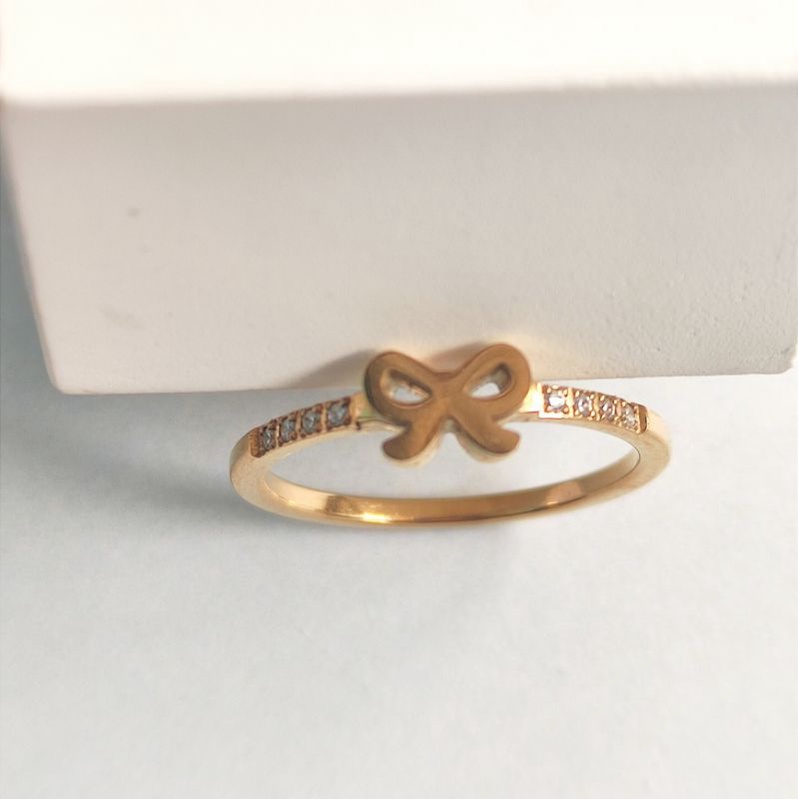 Cincin pita titanium mirip mas mata kecil anti karat