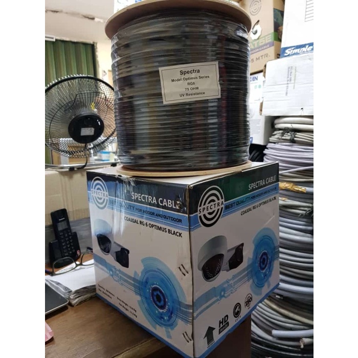Terlaris Kabel Coaxial Rg6 Spectra - Kabel Cctv Rg6 - Coaxial Rg6 Optimus Black