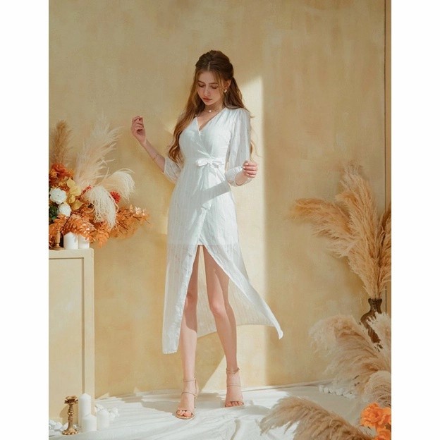 [Ori] Asmara Korean Vintage Dress Putih Polos Pantai Summer Musim Panas Terbatas