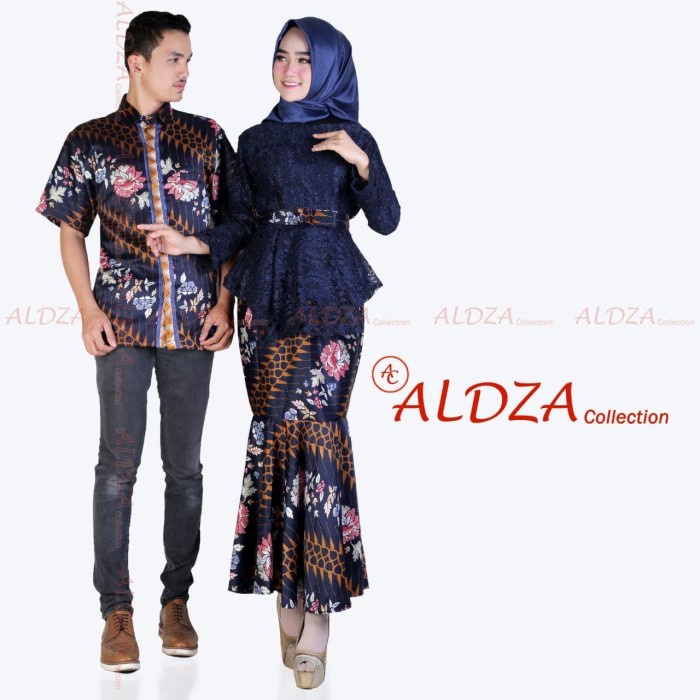 [Ori] Kebaya Modern Setelan Kebaya Couple Kebaya Brukat Warna Navy Bisa Sameday