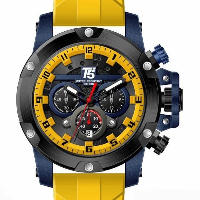 Jam Tangan Pria Original T5 H 3913G Orange Silver Blue