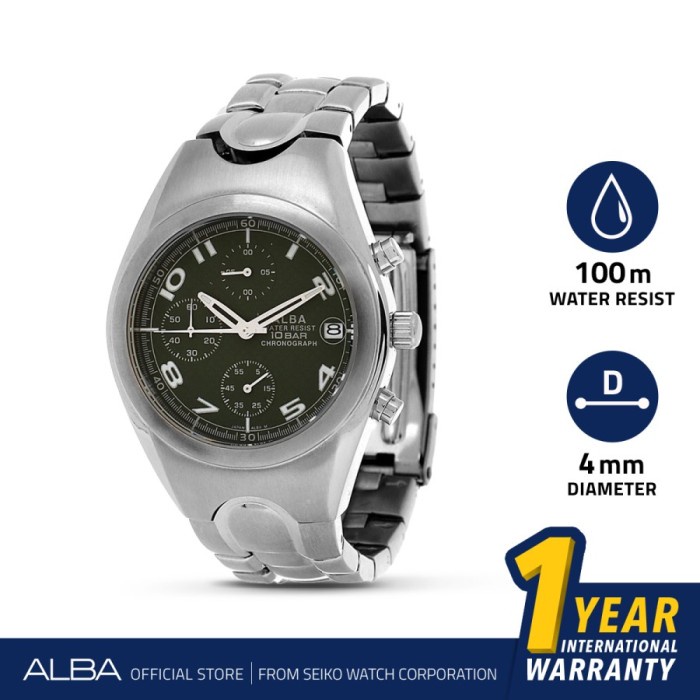 ✅Ready Alba Man Chronograph Quartz Stainless Steel Ajn085 Original Bisa Gojek