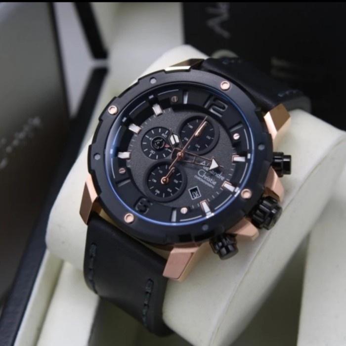 ✅Sale Jam Tangan Ac Pria Alexandre Christie Ac 6410 Black Rosegold Original Limited
