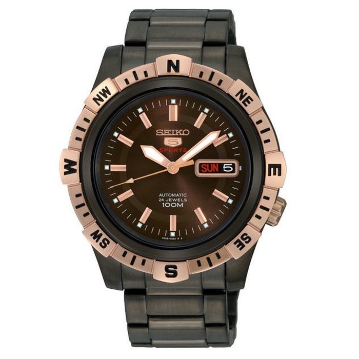 ✅Termurah Seiko 5 Srp148K1 Sports Black Brown Rose Gold Original Terbaru