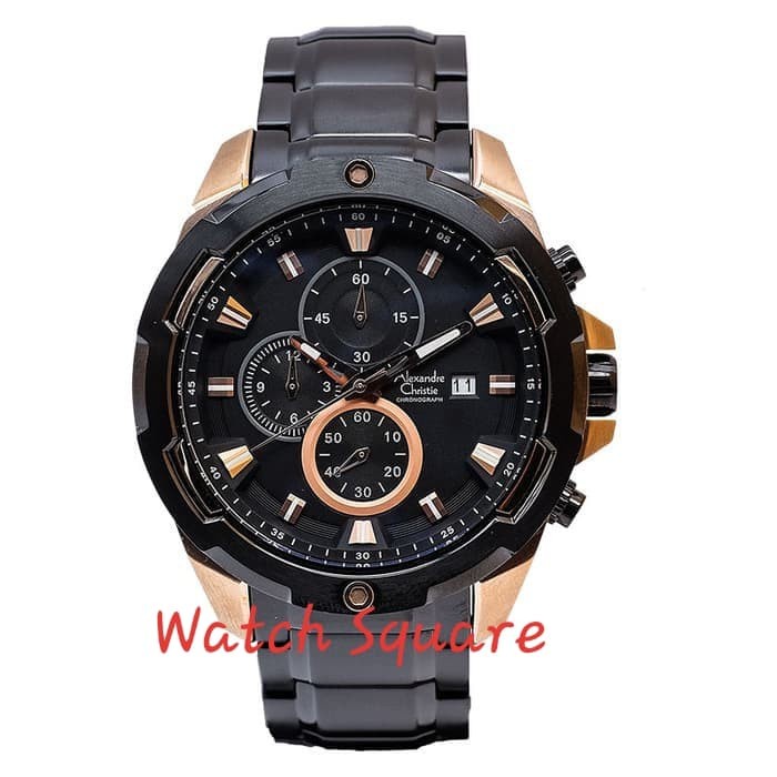 ✅Original Jam Tangan Pria Original Alexandre Christie Ac6305Mc Black Rosegold Terbaru