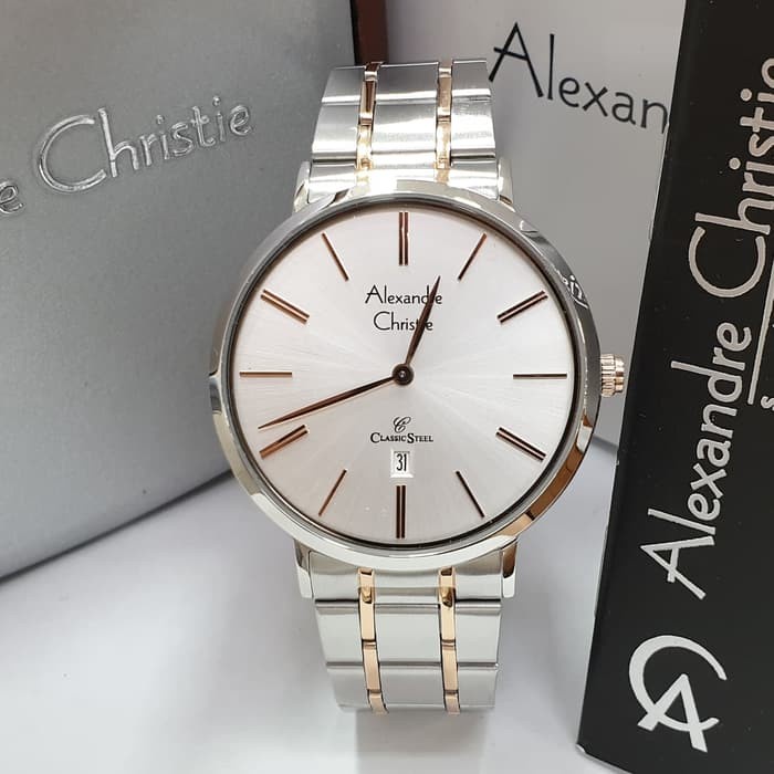 ✅Ori Jam Tangan Pria Alexandre Christie Ac 8597 Silver Rosegold Original Berkualitas
