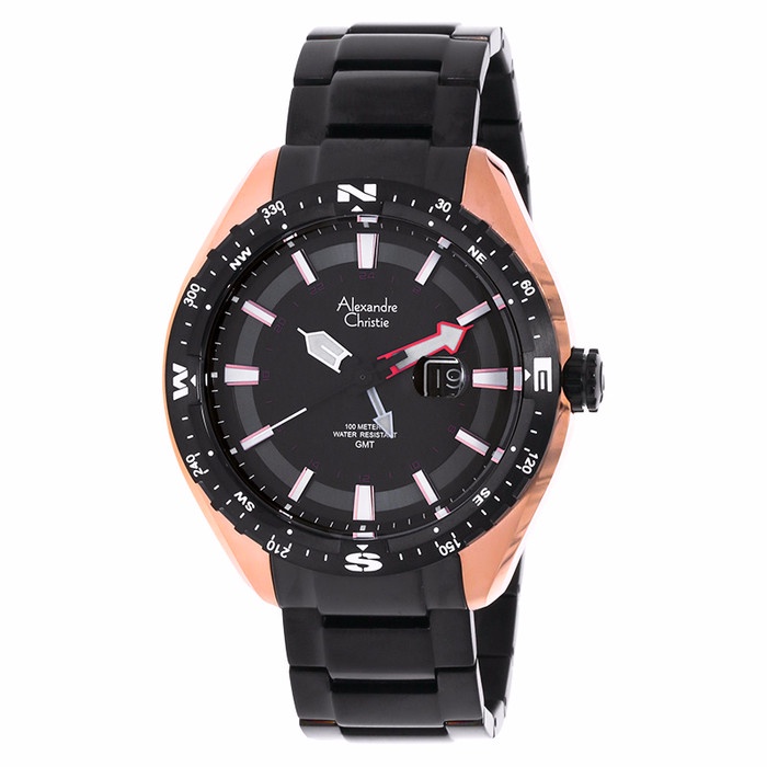 ✅Ori Alexandre Christie Ac 6436 Pria Black Rosegold Original Bisa Gojek