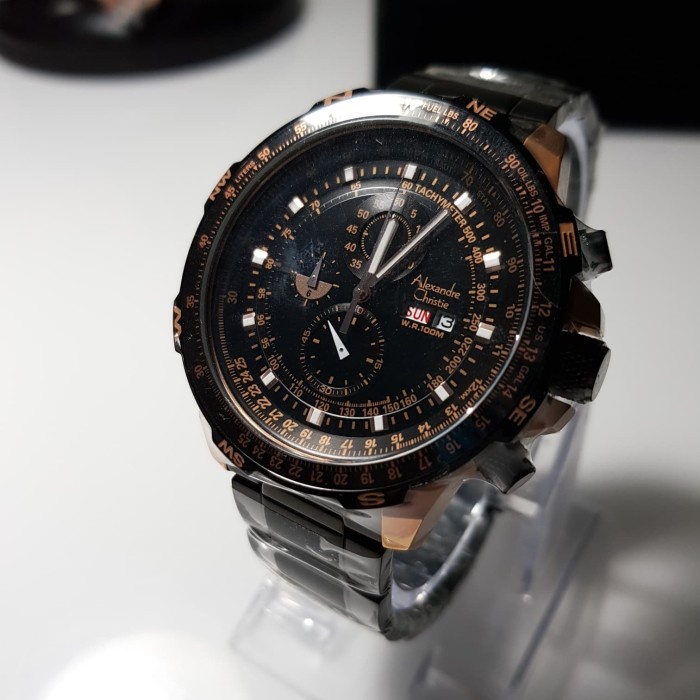 ✅Sale Jam Tangan Alexandre Christie Pria Ac 6476 Ac6476 Black Rosegold Bisa Gojek