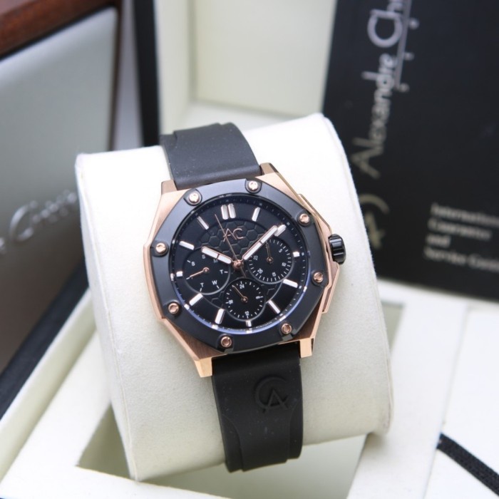 ✅Baru Jam Tangan Wanita Ac Alexandre Christie 9601 Original - Black Rosegold Bisa Gojek
