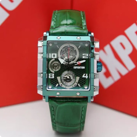 ✅New Expedition E6757 / 6757 - Jam Tangan Wanita Original - Green Silver Diskon