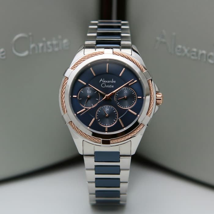 ✅New Ori Alexandre Christie 2841Bf / Ac2841 Silver Blue Original  Garansi Bisa Sameday
