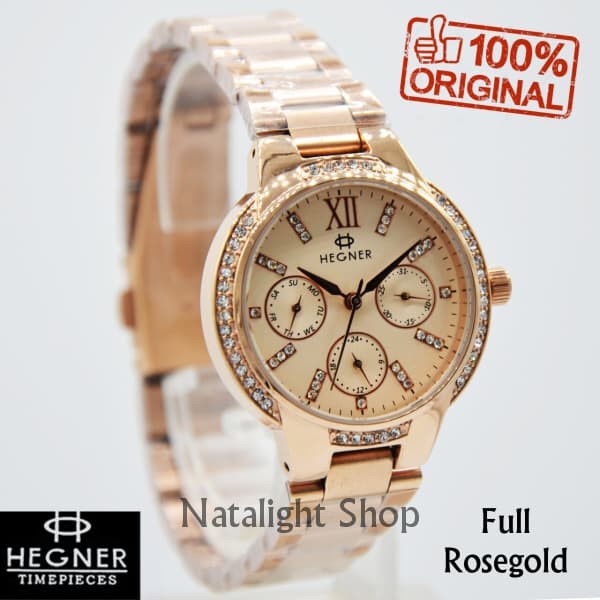 ✅Ori Jam Tangan Wanita Hegner 5031 Original Rantai Sporty Chrono Mewah Berkualitas