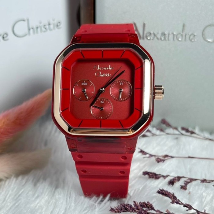 ✅New Ori Jam Tangan Wanita Alexandre Christie Ac2811 Ac 2811 Red Original Terbatas