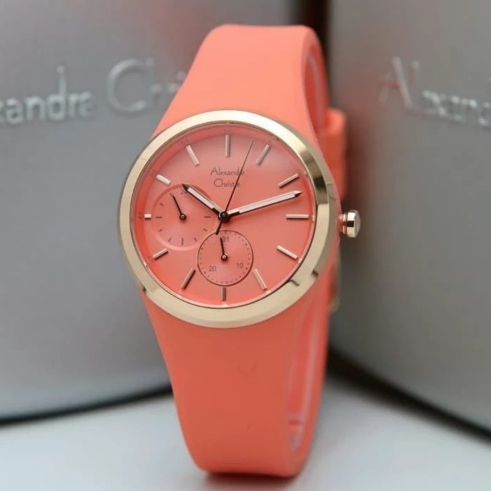 ✅New Murah...Alexandre Christie Ac2663 / Ac 2663 Rosegold Rubber Red Terbatas