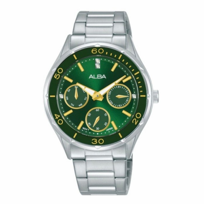 ✅New Alba Wanita Original Ap6701X1 Green Dial Stainless Steel Ap6701 Diskon